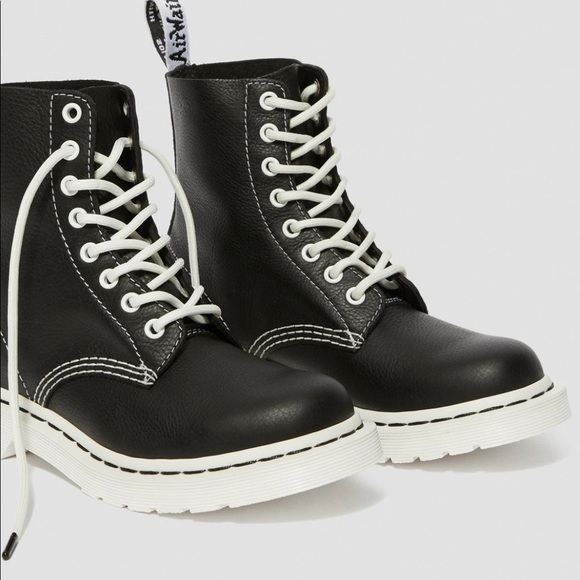 Martens Women's 1460 Pascal Virginia Lace Up Boots Black White